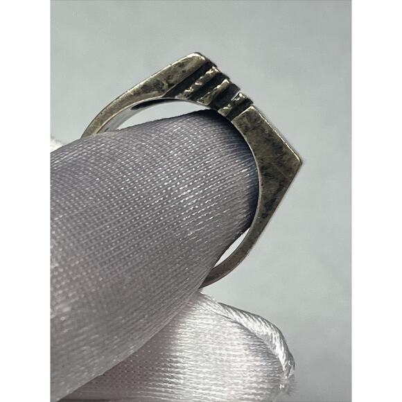 Sterling Silver 925 Tested Men Women Square Ring Blue Turquoise Inlay Size 9,75 - Picture 9 of 16